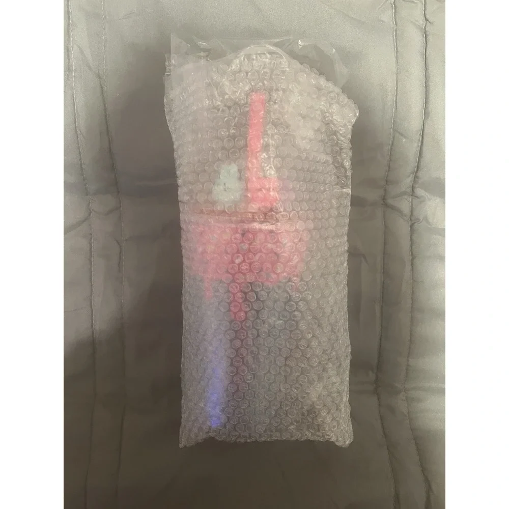 NIB Claire's Panda Bear Snow globe Pink Sprinkles Tumbler With Straw‎